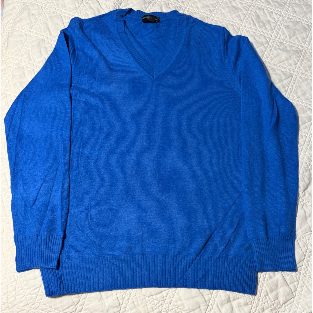Emporio Armani Mens 100% Cashmere V neck Sweater Royal Blue Made in Italy Sz 52